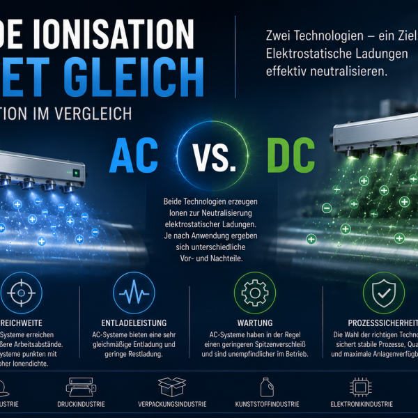 Grundlagen der Elektrostatik - AC oder DC? Unterschiede moderner Entladungssysteme verst&auml;ndlich erkl&auml;rt