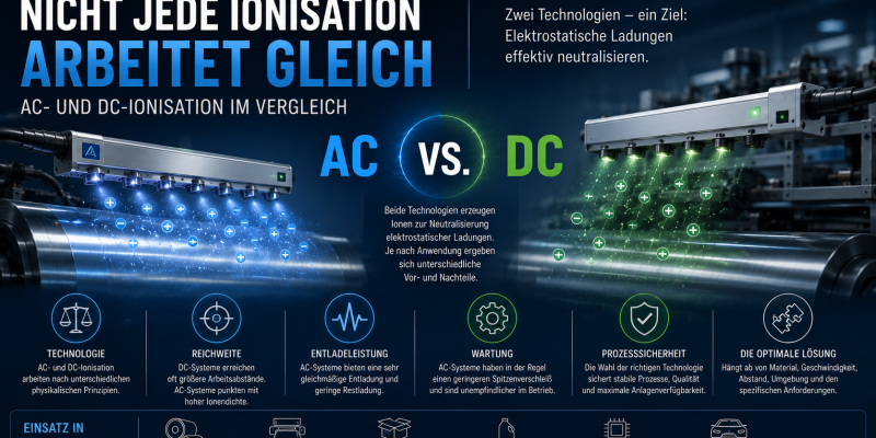 Grundlagen der Elektrostatik - AC oder DC? Unterschiede moderner Entladungssysteme verst&auml;ndlich erkl&auml;rt