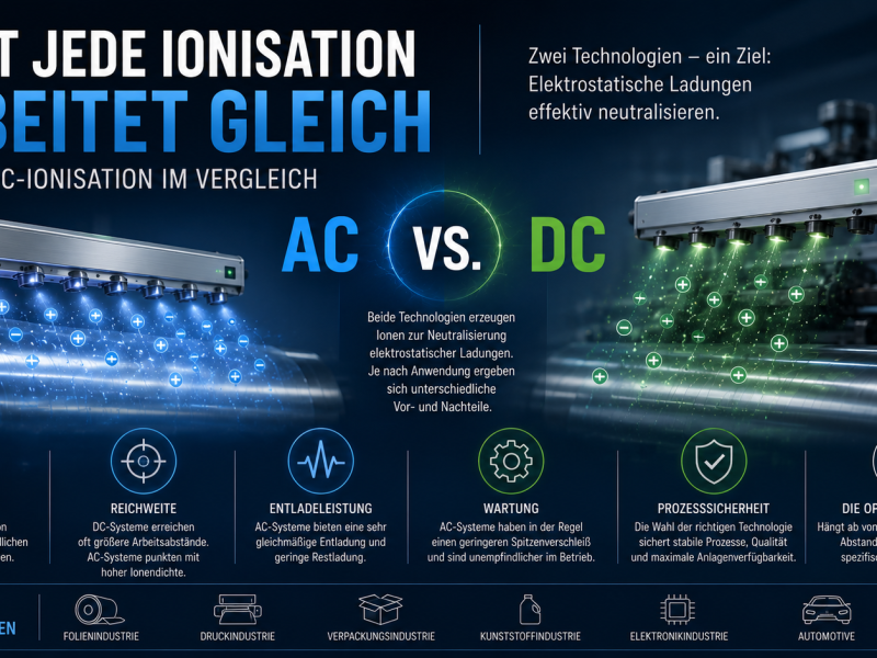 Grundlagen der Elektrostatik - AC oder DC? Unterschiede moderner Entladungssysteme verst&auml;ndlich erkl&auml;rt