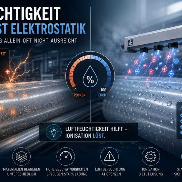 Grundlagen der Elektrostatik - Warum Luftfeuchtigkeit elektrostatische Probleme oft nicht vollst&auml;ndig l&ouml;st